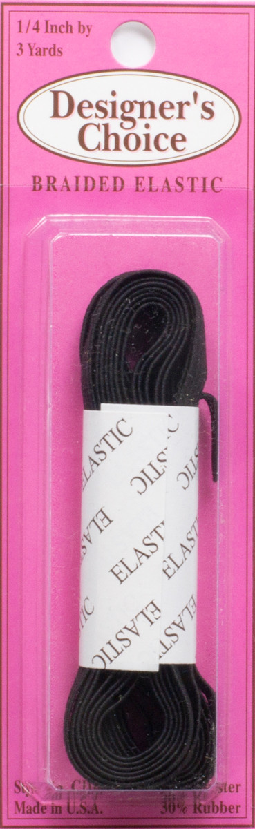 Designer’s Choice 1/4" Black Braided Elastic – 3 Yards